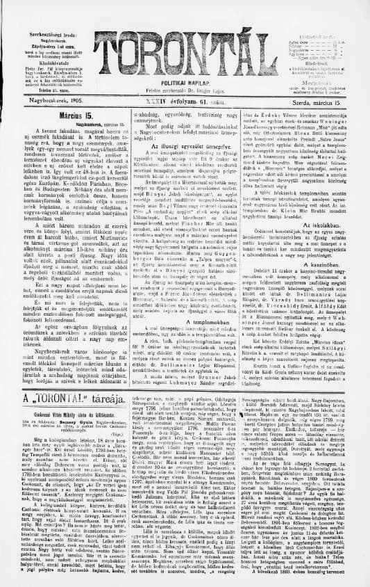 Torontál, 34. évf. 1905. március 15. 61. sz.