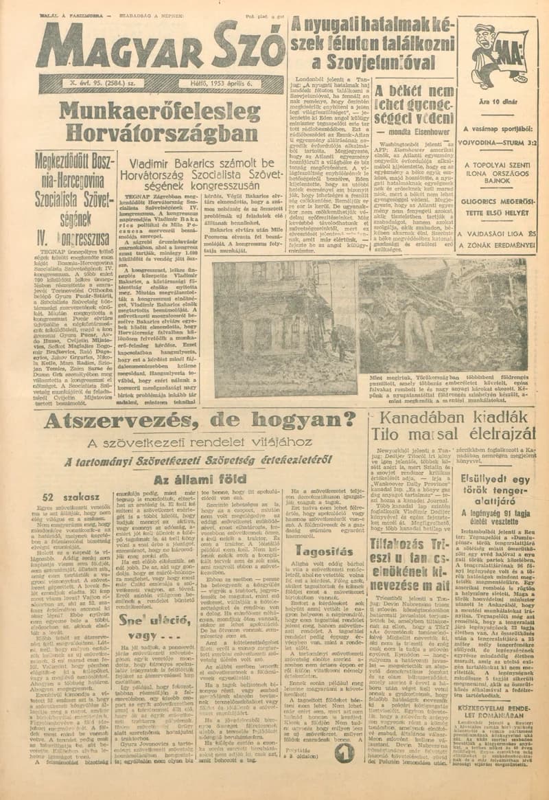 Magyar Szó, 10. évf. 1953. április 6. 95. sz. 1–12. oldal