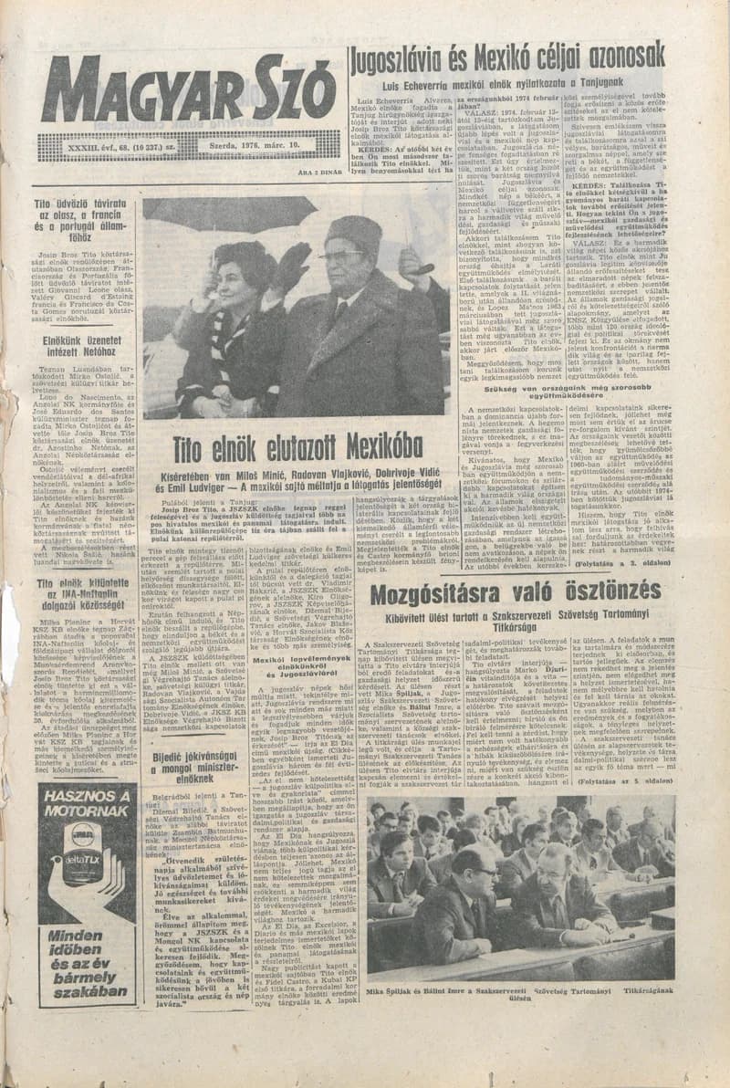 Magyar Szó, 33. évf. 1976. március 10. 68. sz. 1–20. oldal