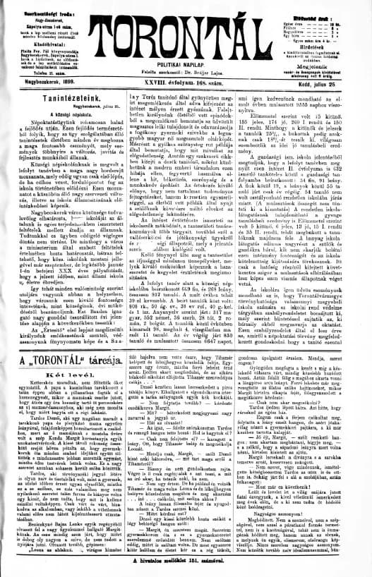 Torontál, 28. évf. 1899. július 25. 168. sz.