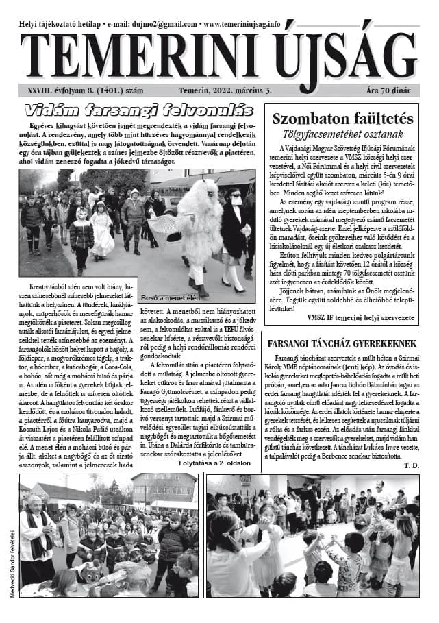 Temerini Újság, 28. évf. 2022. március 3. 8. sz.