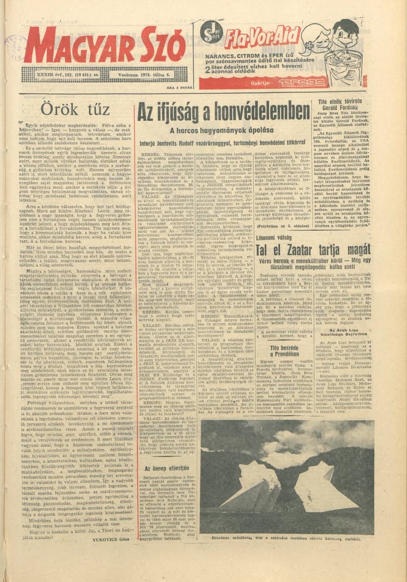 Magyar Szó, 33. évf. 1976. július 4. 182. sz. 1–32. oldal