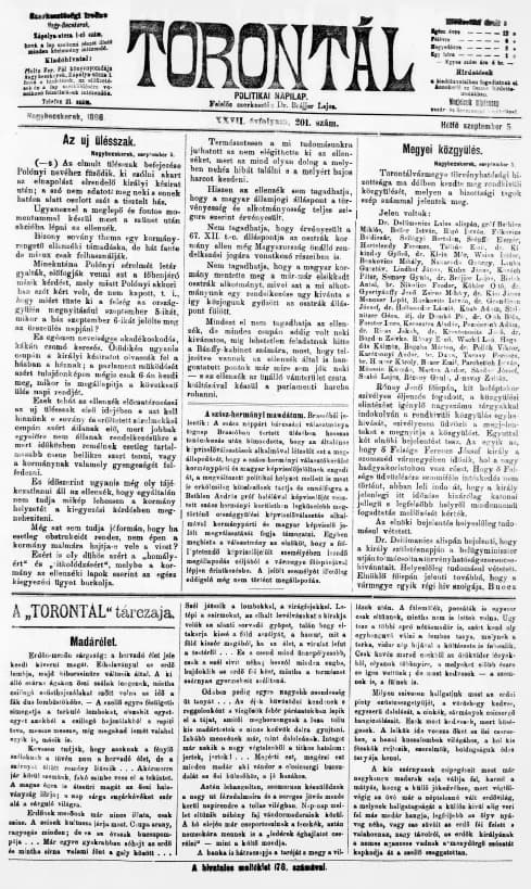 Torontál, 27. évf. 1898. szeptember 5. 201. sz.