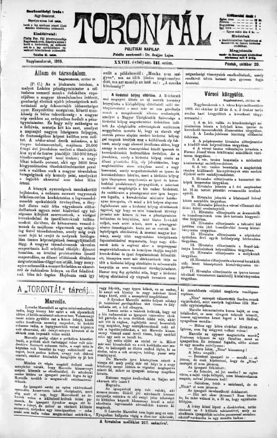 Torontál, 28. évf. 1899. október 20. 241. sz.