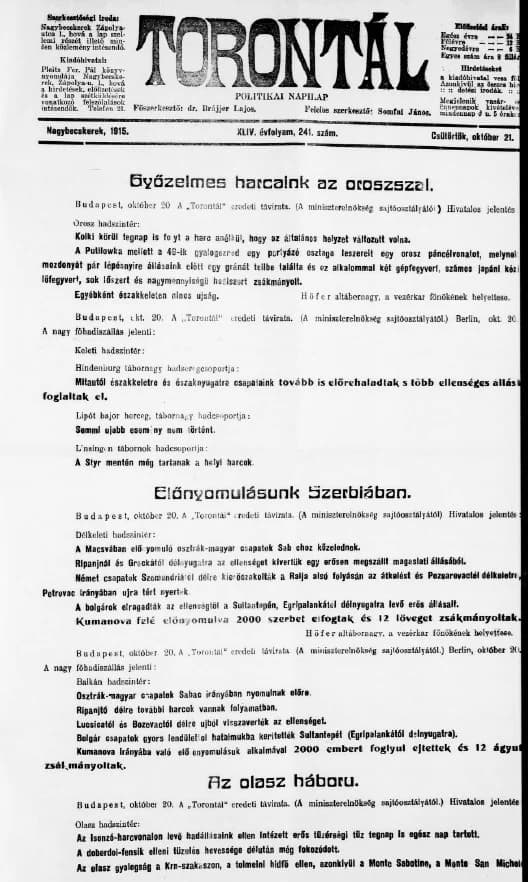 Torontál, 44. évf. 1915. október 21. 241. sz.