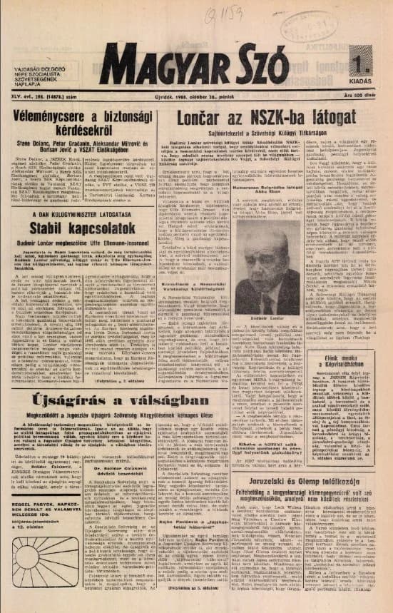 Magyar Szó, 45. évf. 1988. október 28. 298. sz.