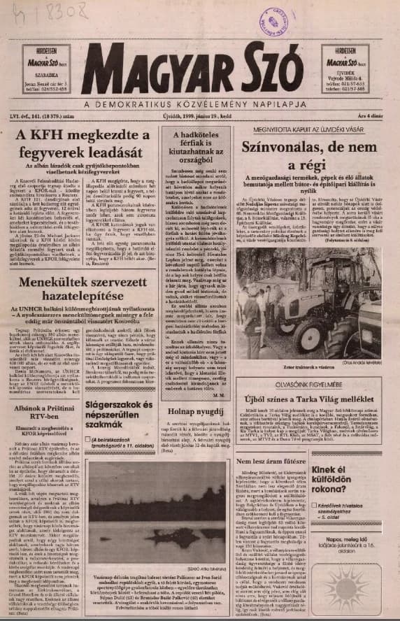 Magyar Szó, 56. évf. 1999. június 29. 141. sz. 1–16. oldal
