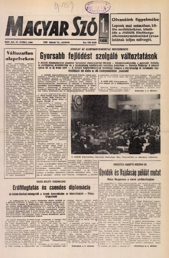 Magyar Szó, 44. évf. 1987. február 12. 41. sz. 1–20. oldal