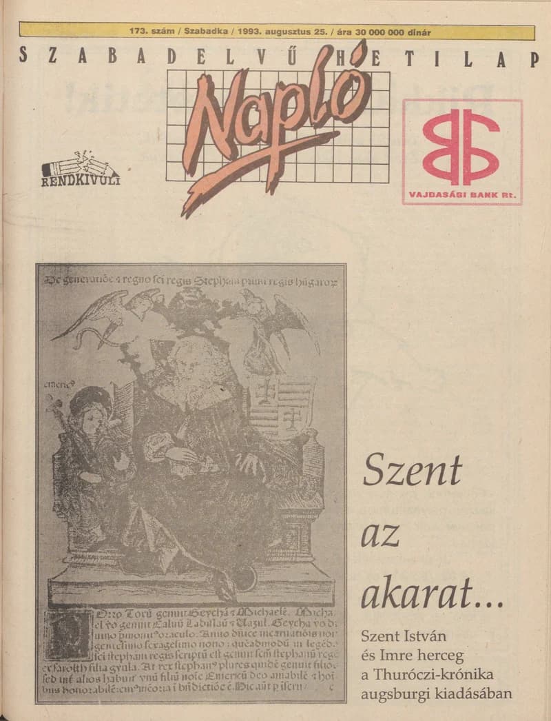 Napló - Szabadelvű hetilap, 4. évf. 1993. augusztus 25. 173. sz.