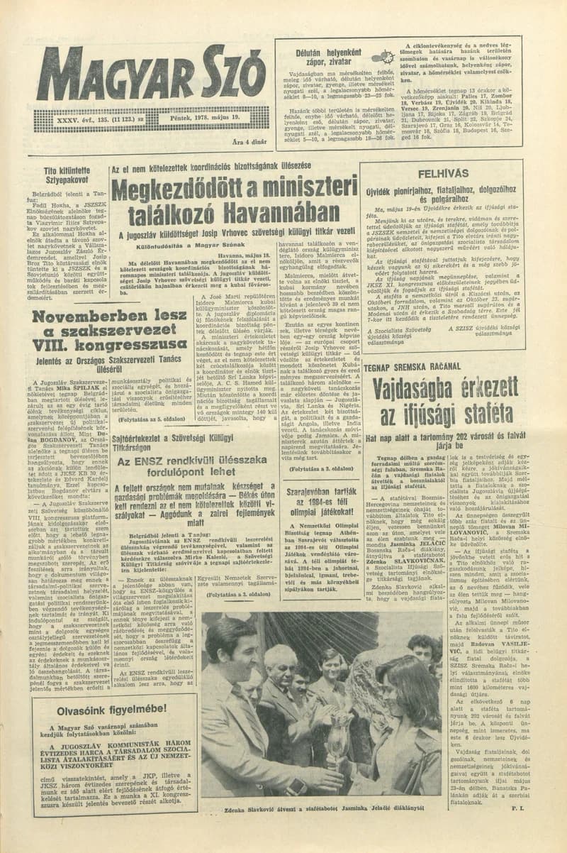 Magyar Szó, 35. évf. 1978. május 19. 135. sz. 1–28. oldal