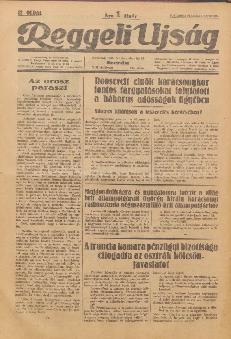 Reggeli Újság, 13. évf. 1932. december 28. 305. sz.