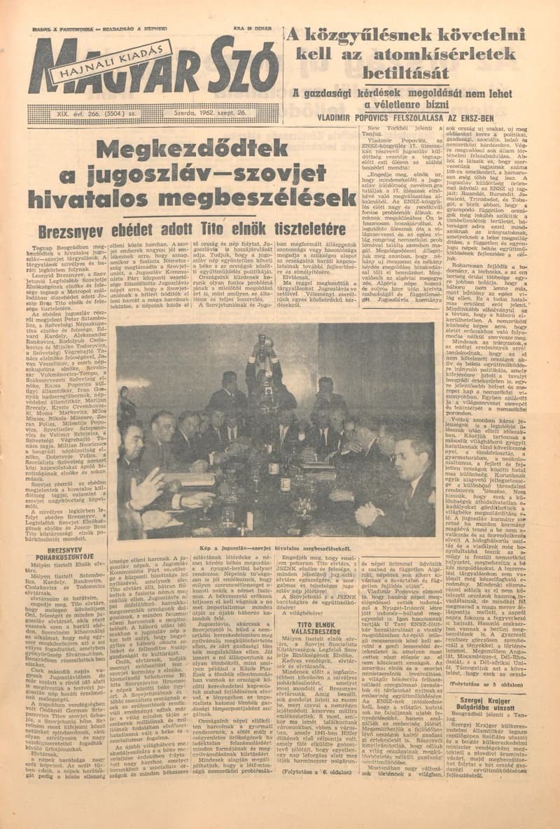 Magyar Szó, 19. évf. 1962. szeptember 26. 266. sz. 1–12. oldal