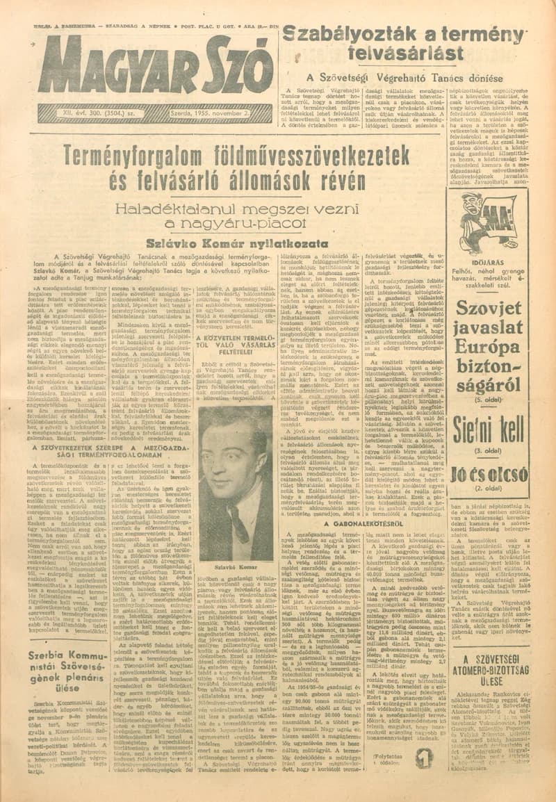Magyar Szó, 12. évf. 1955. november 2. 300. sz. 1–8. oldal