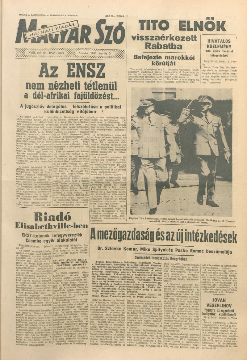 Magyar Szó, 18. évf. 1961. április 5. 79. sz. 1–14. oldal