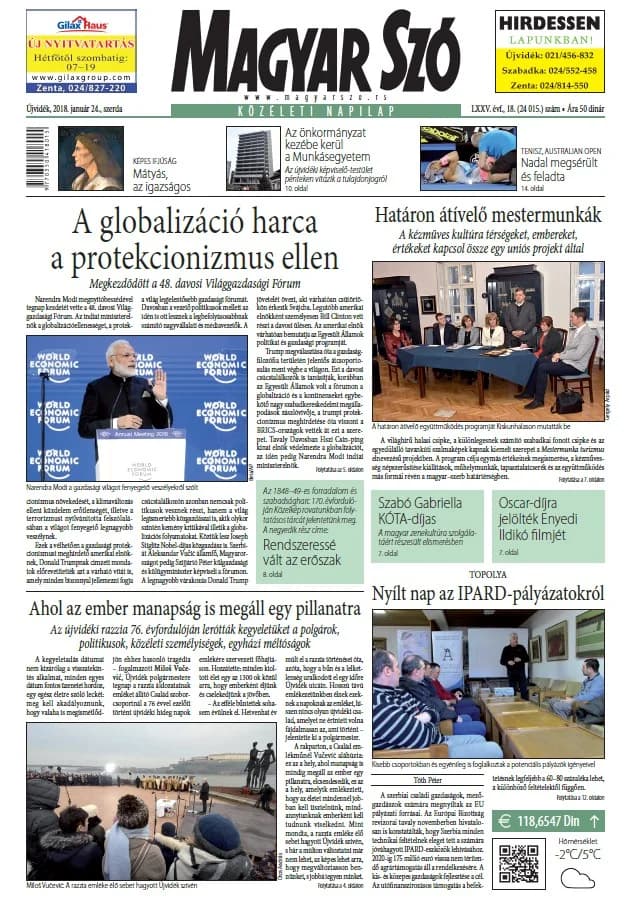 Magyar Szó, 75. évf. 2018. január 24. 18. sz. 1–16. oldal
