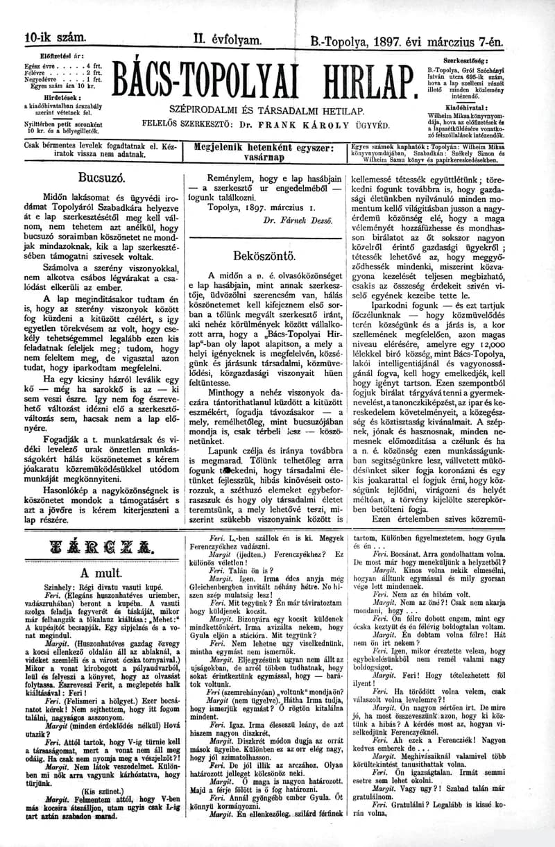 Bács-Topolyai Hirlap, 2. évf. 1897. március 7. 10. sz.