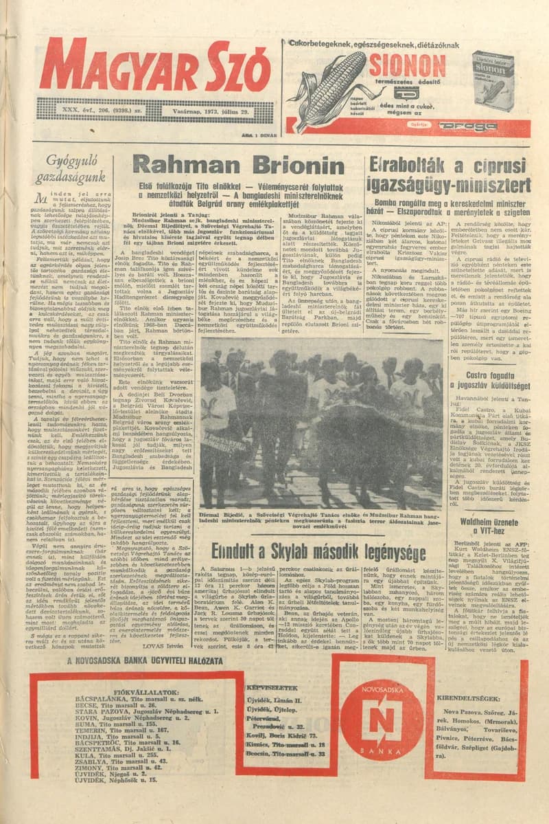 Magyar Szó, 30. évf. 1973. július 29. 206. sz. 1–28. oldal