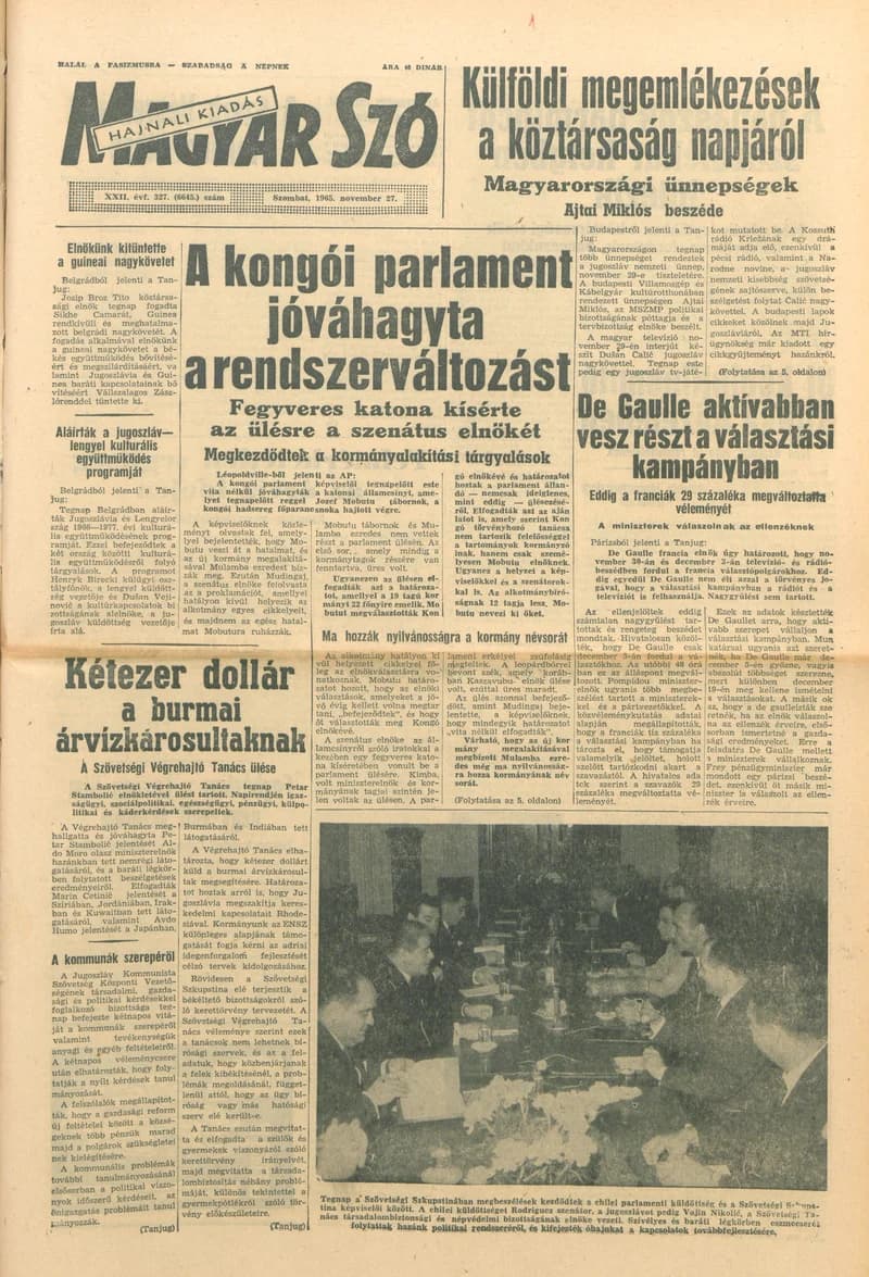 Magyar Szó, 22. évf. 1965. november 27. 327. sz.