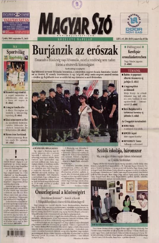 Magyar Szó, 66. évf. 2009. szeptember 21. 220. sz. 1–20. oldal