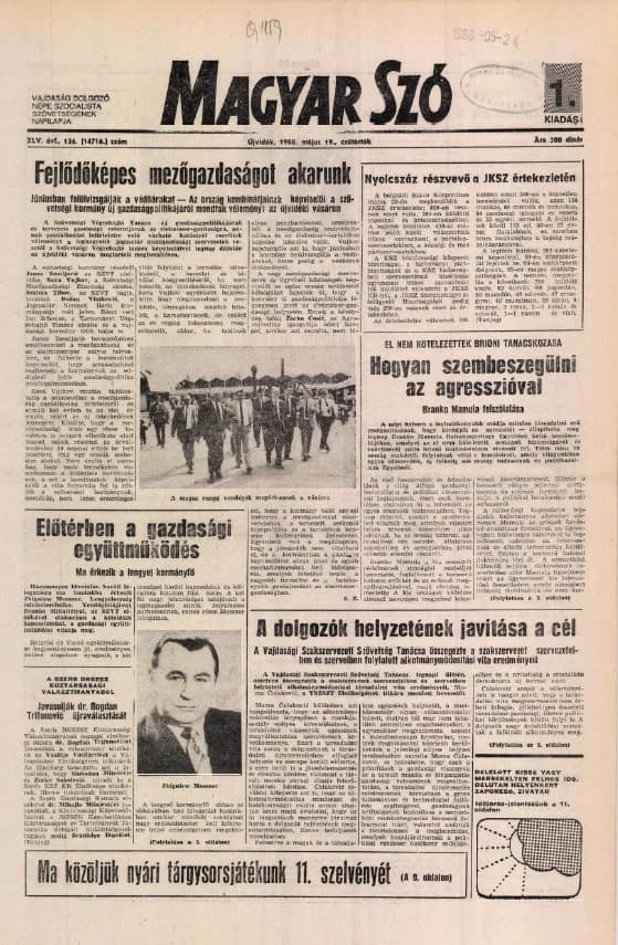 Magyar Szó, 45. évf. 1988. május 19. 136. sz. 1–28. oldal