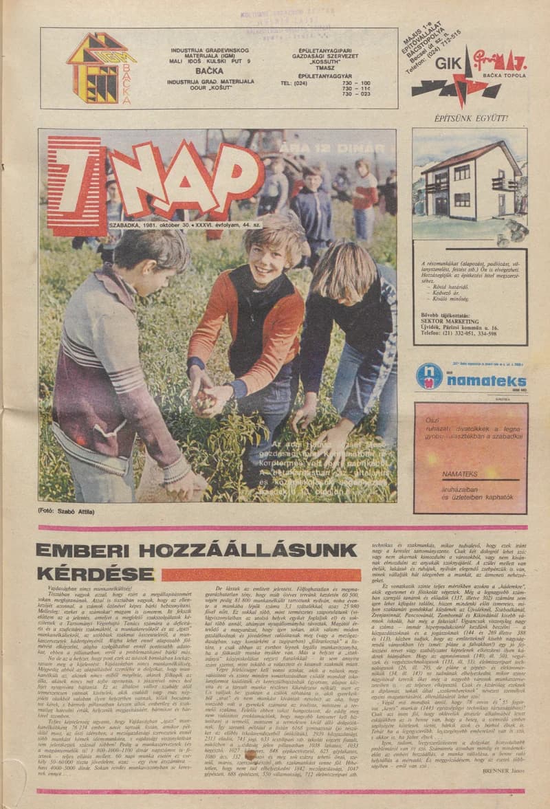 7 Nap, 36. évf. 1981. október 30. 44. sz. 1–16. oldal