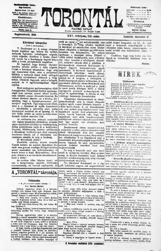 Torontál, 25. évf. 1896. december 17. 290. sz.