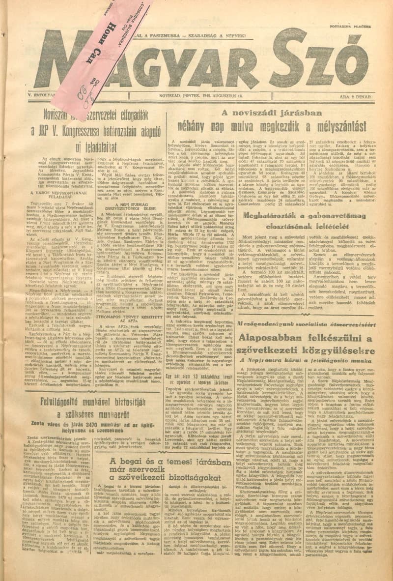 Magyar Szó, 5. évf. 1948. augusztus 13. 193. sz. 1–4. oldal