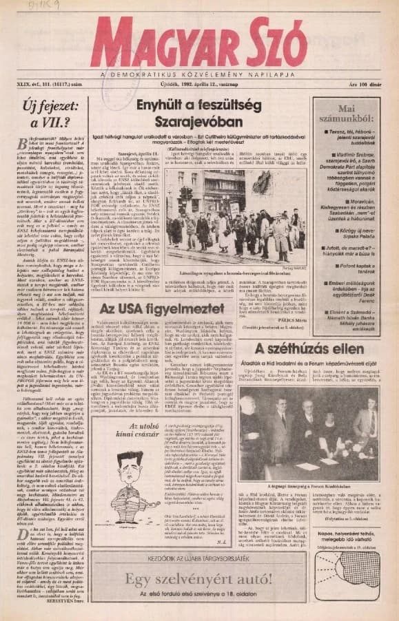 Magyar Szó, 49. évf. 1992. április 12. 101. sz. 1–28. oldal