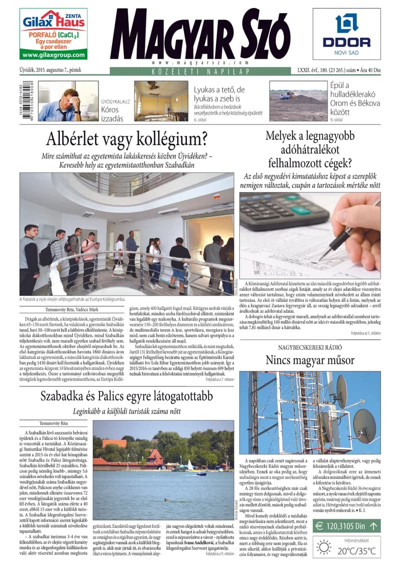 Magyar Szó, 72. évf. 2015. augusztus 7. 180. sz. 1–16. oldal