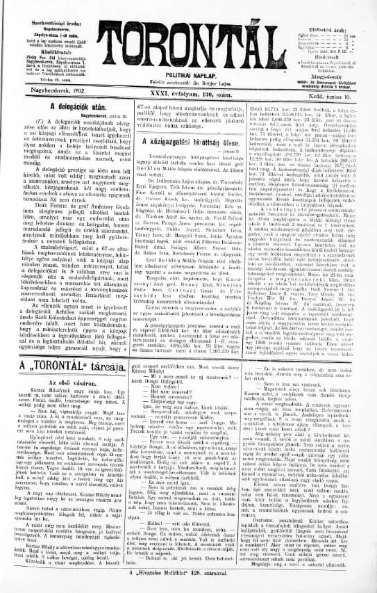 Torontál, 31. évf. 1902. június 10. 130. sz.