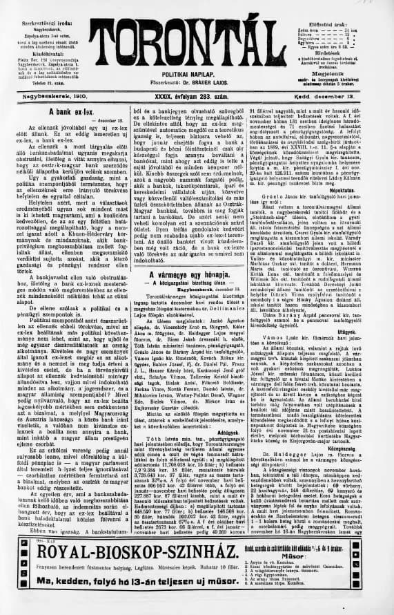 Torontál, 39. évf. 1910. december 13. 283. sz.