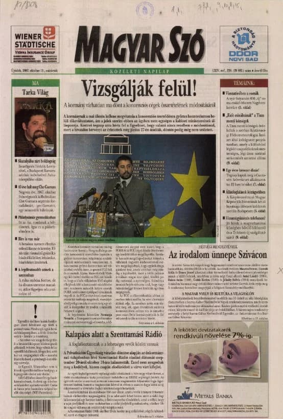 Magyar Szó, 64. évf. 2007. október 11. 238. sz. 1–20. oldal