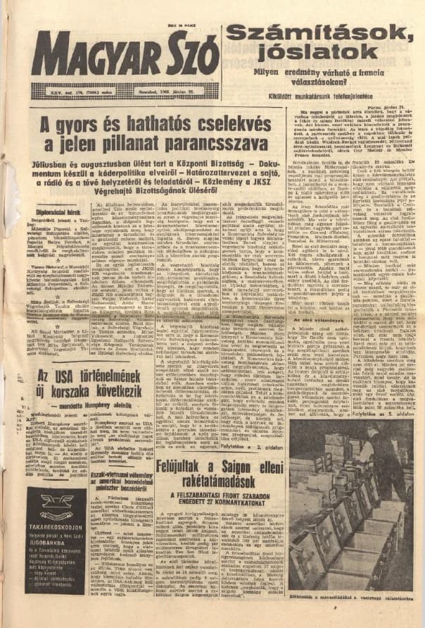 Magyar Szó, 25. évf. 1968. június 22. 170. sz. 1–16. oldal