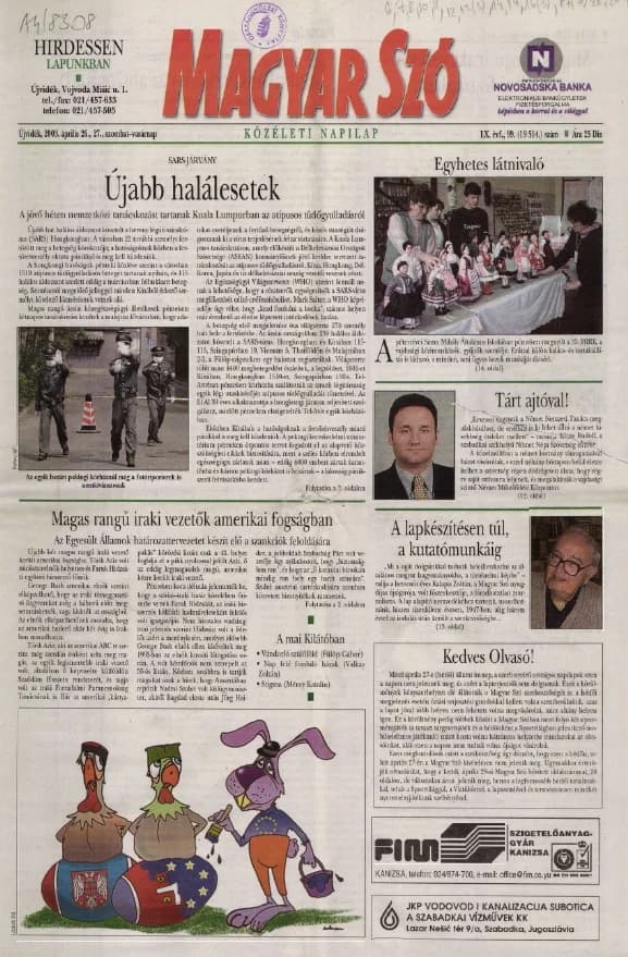 Magyar Szó, 60. évf. 2003. április 26. – 27. 99. sz. 1–36. oldal