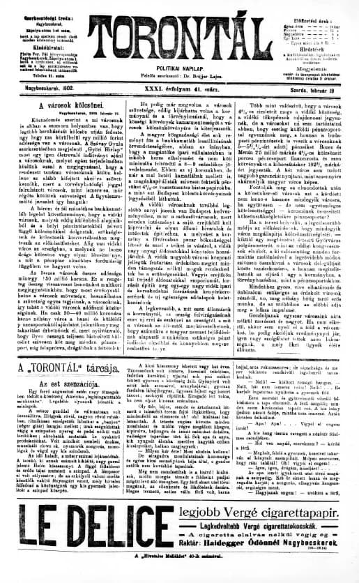 Torontál, 31. évf. 1902. február 19. 41. sz.