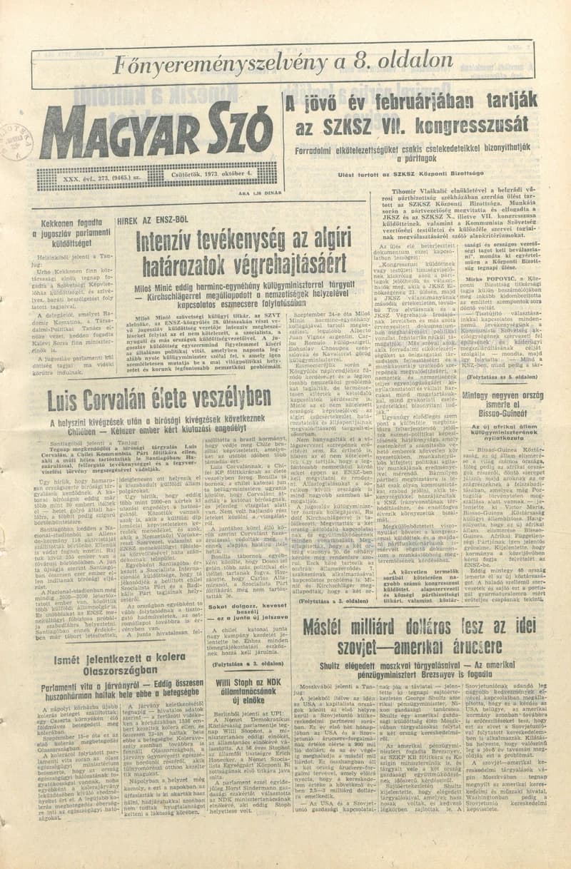 Magyar Szó, 30. évf. 1973. október 4. 273. sz.