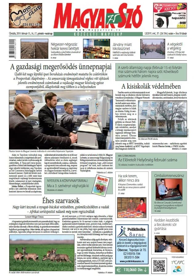 Magyar Szó, 76. évf. 2019. február 15. – 17. 37. sz. 1–44. oldal