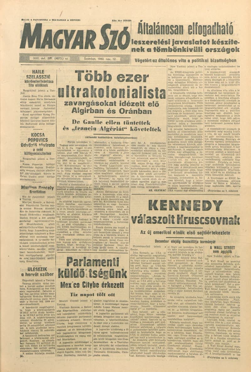 Magyar Szó, 17. évf. 1960. november 12. 267. sz. 1–30. oldal