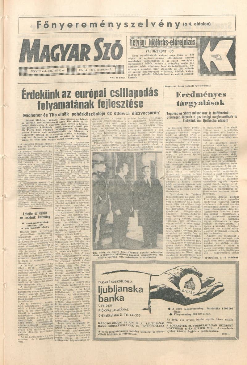 Magyar Szó, 28. évf. 1971. november 5. 305. sz. 1–12. oldal