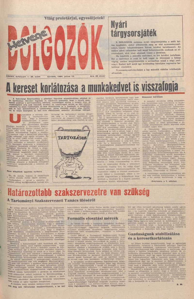 Dolgozók, 38. évf. 1984. július 12. 28. sz.