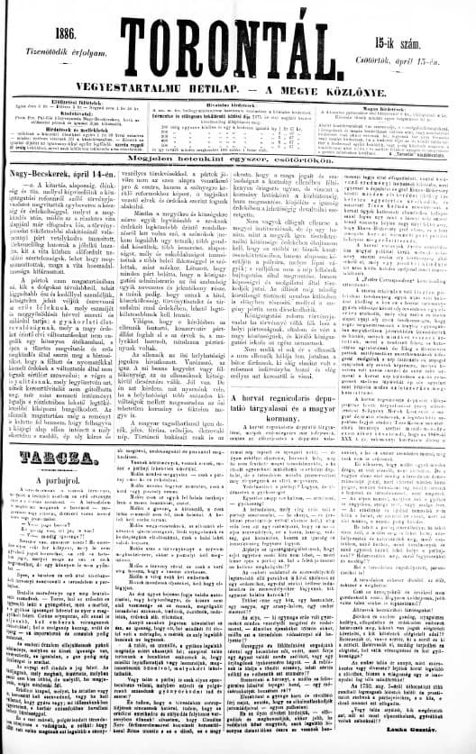 Torontál, 15. évf. 1886. április 15. 15. sz.