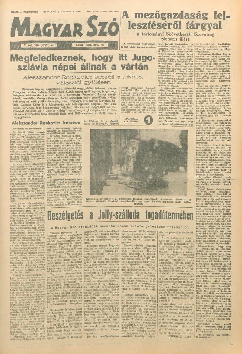 Magyar Szó, 10. évf. 1953. november 10. 96. sz. 1–10. oldal