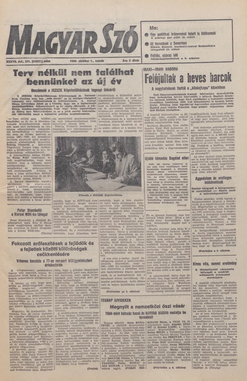 Magyar Szó, 37. évf. 1980. október 1. 271. sz. 1–20. oldal