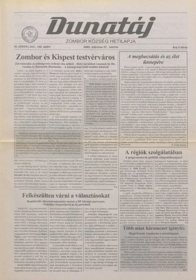 Dunatáj, 4. évf. 2002. március 27. 155. sz.