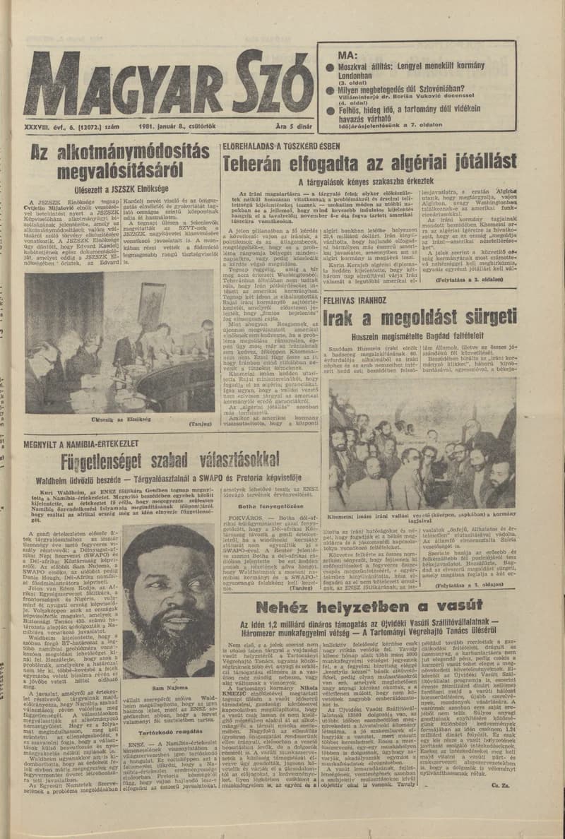 Magyar Szó, 38. évf. 1981. január 8. 6. sz. 1–20. oldal