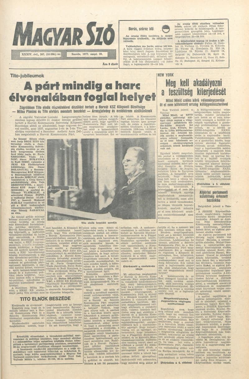 Magyar Szó, 34. évf. 1977. szeptember 28. 267. sz.