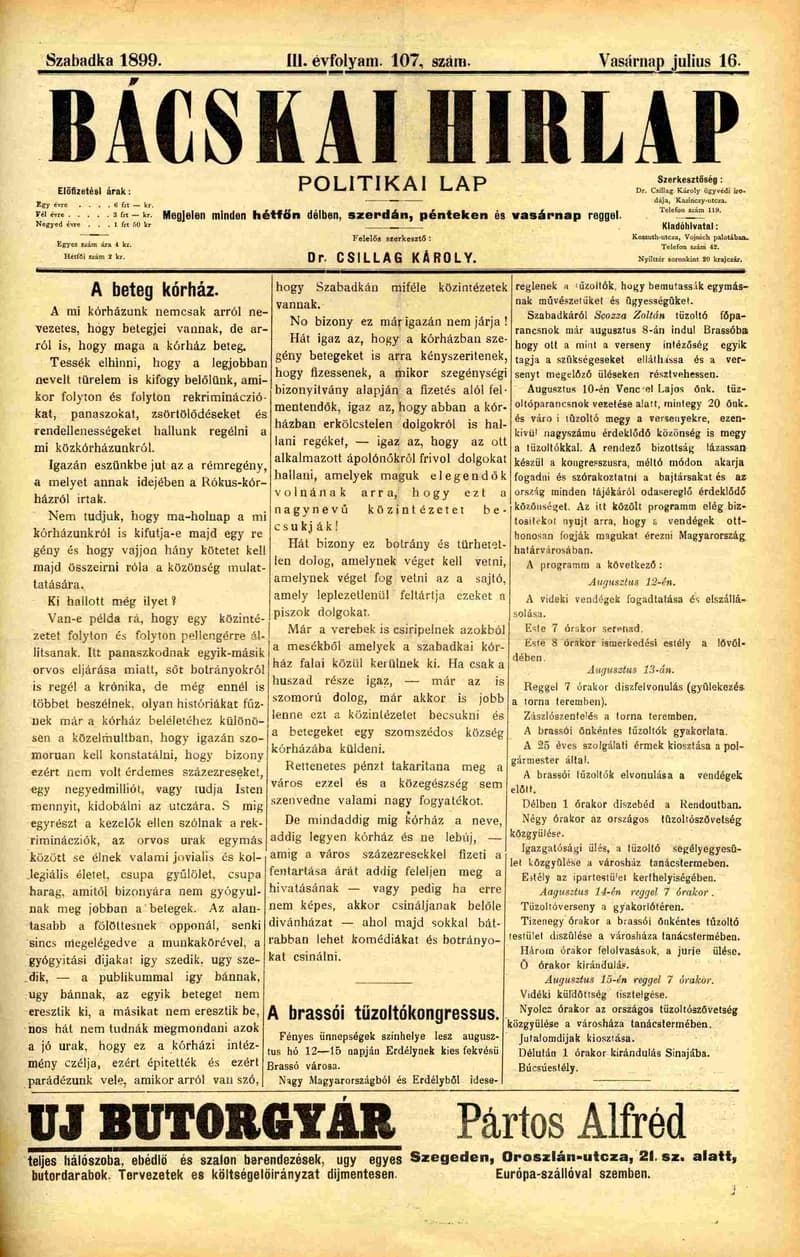 Bácskai Hirlap, 3. évf. 1899. július 16. 107. sz.