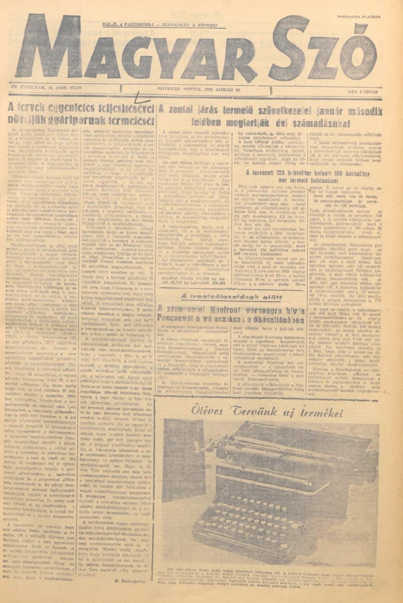 Magyar Szó, 7. évf. 1950. január 13. 10. sz. 1–4. oldal
