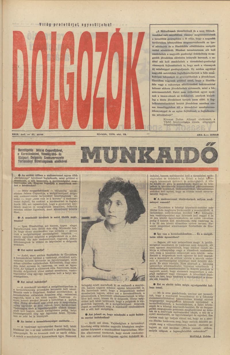 Dolgozók, 30. évf. 1976. október 15. 41. sz.