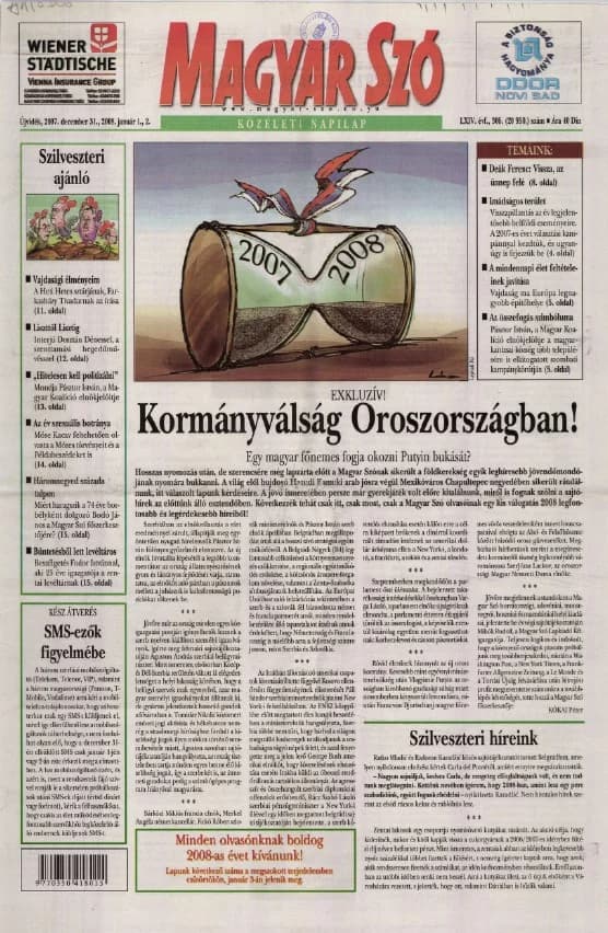 Magyar Szó, 64. évf. 2007. december 31. – 2008. január 2. 306. sz. 1–32. oldal